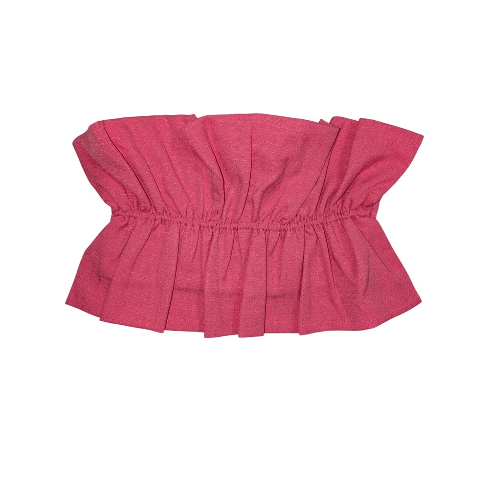 Glam Tube Top Womens Size S Pink‎ Very Good Ruffled Smocked Strapless GT5379